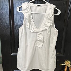 Ann Taylor White Ruffled Blouse